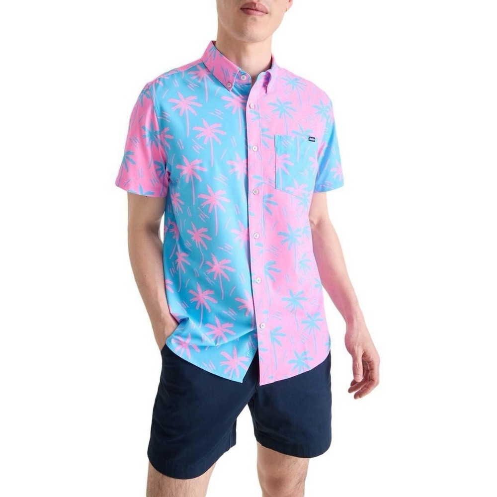 Chubbies Friday Shirt Mens Medium Pink Multicolor Performance Button Down